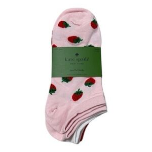 Kate Spade socks strawberry pink, red and white 3 pairs low cut